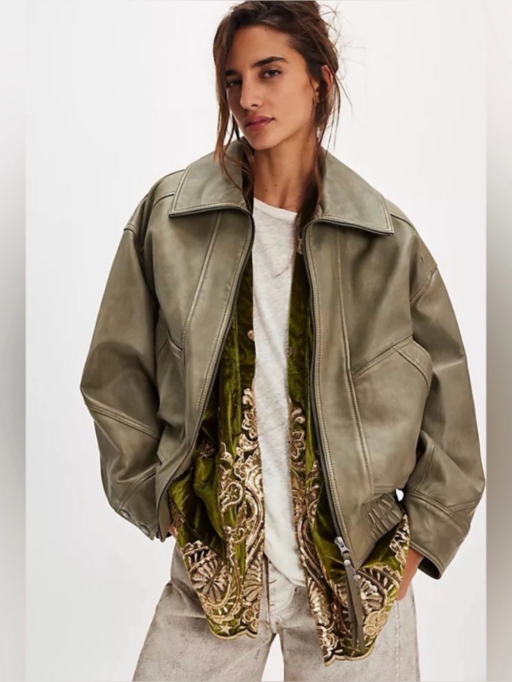 Free People We the Free Desert Moon Leather Jacket NWT